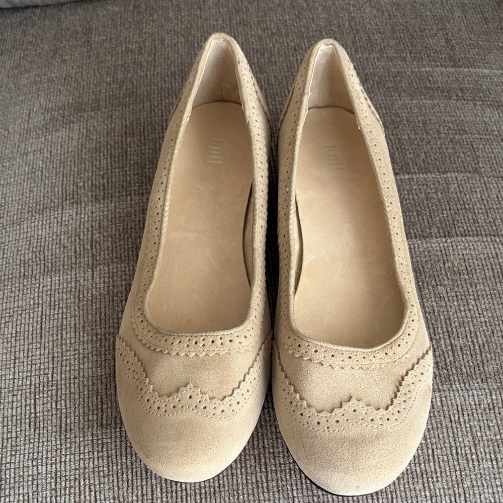 J Jill Suede Scallop Trim Women's Flats in Beige